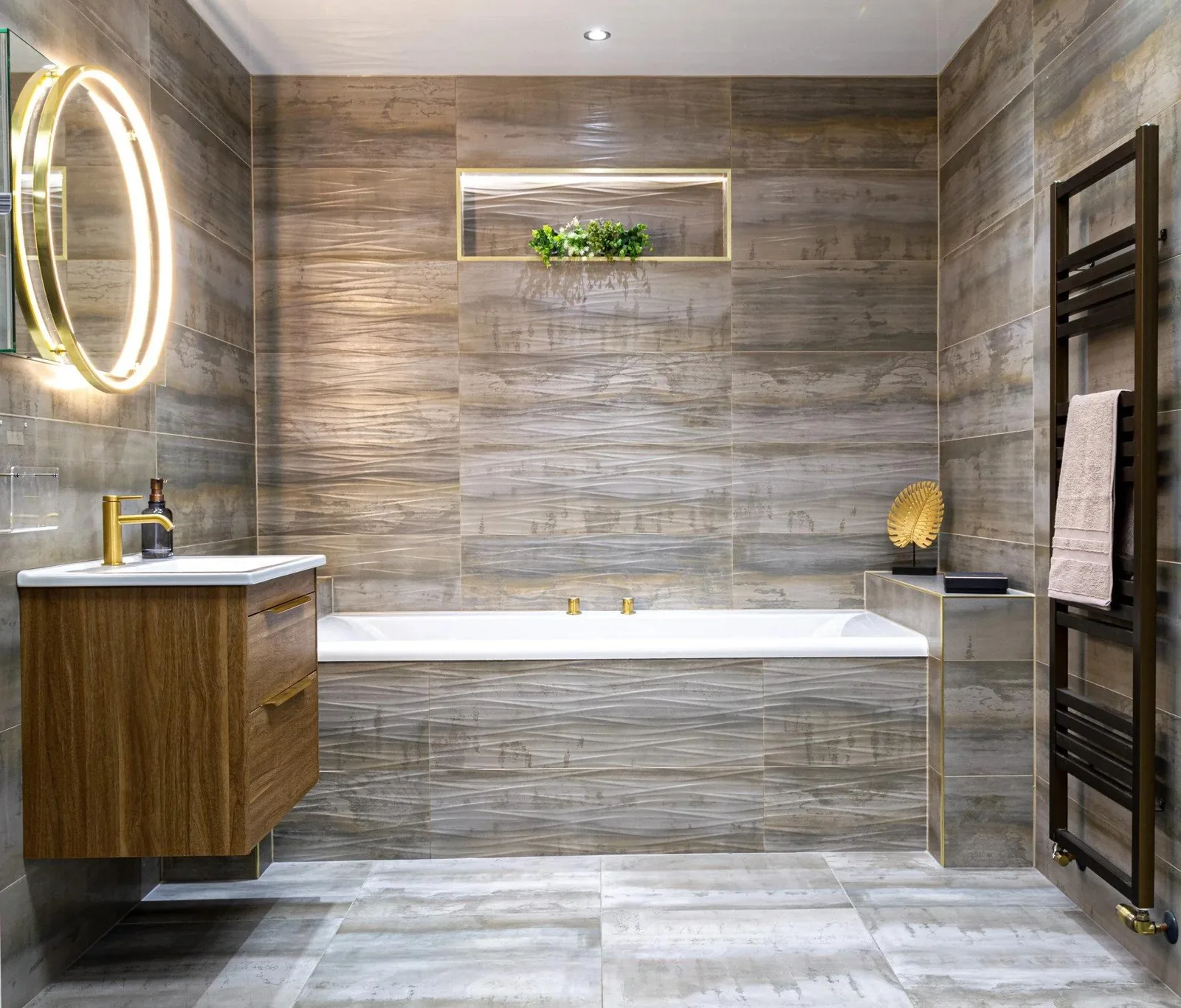 Completed bathroom tile installation by Mayen Tile